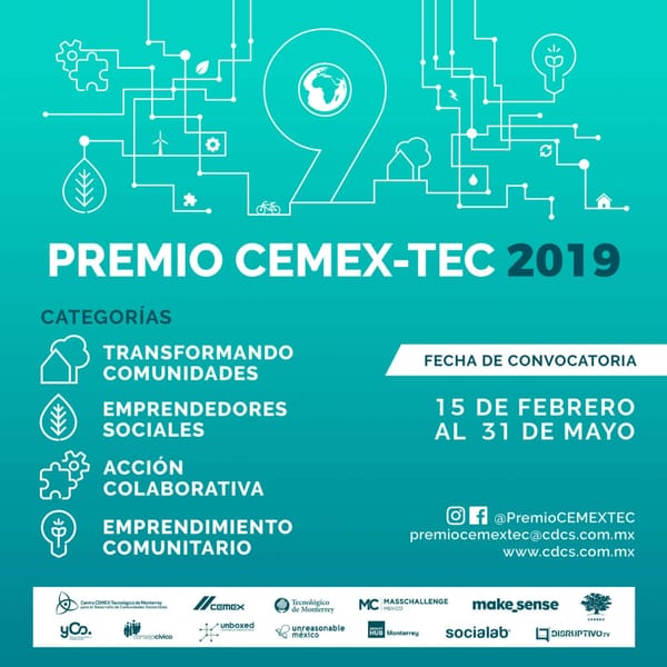 Premio CEMEX-Tec 2019 brindará apoyo a emprendedores