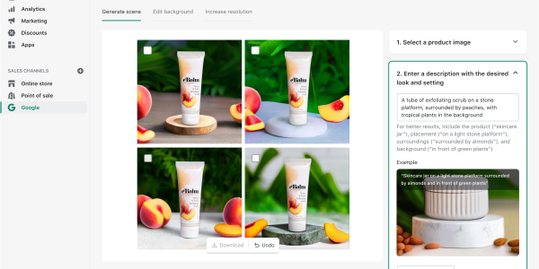 Product Studio Generate Scene in Shopify